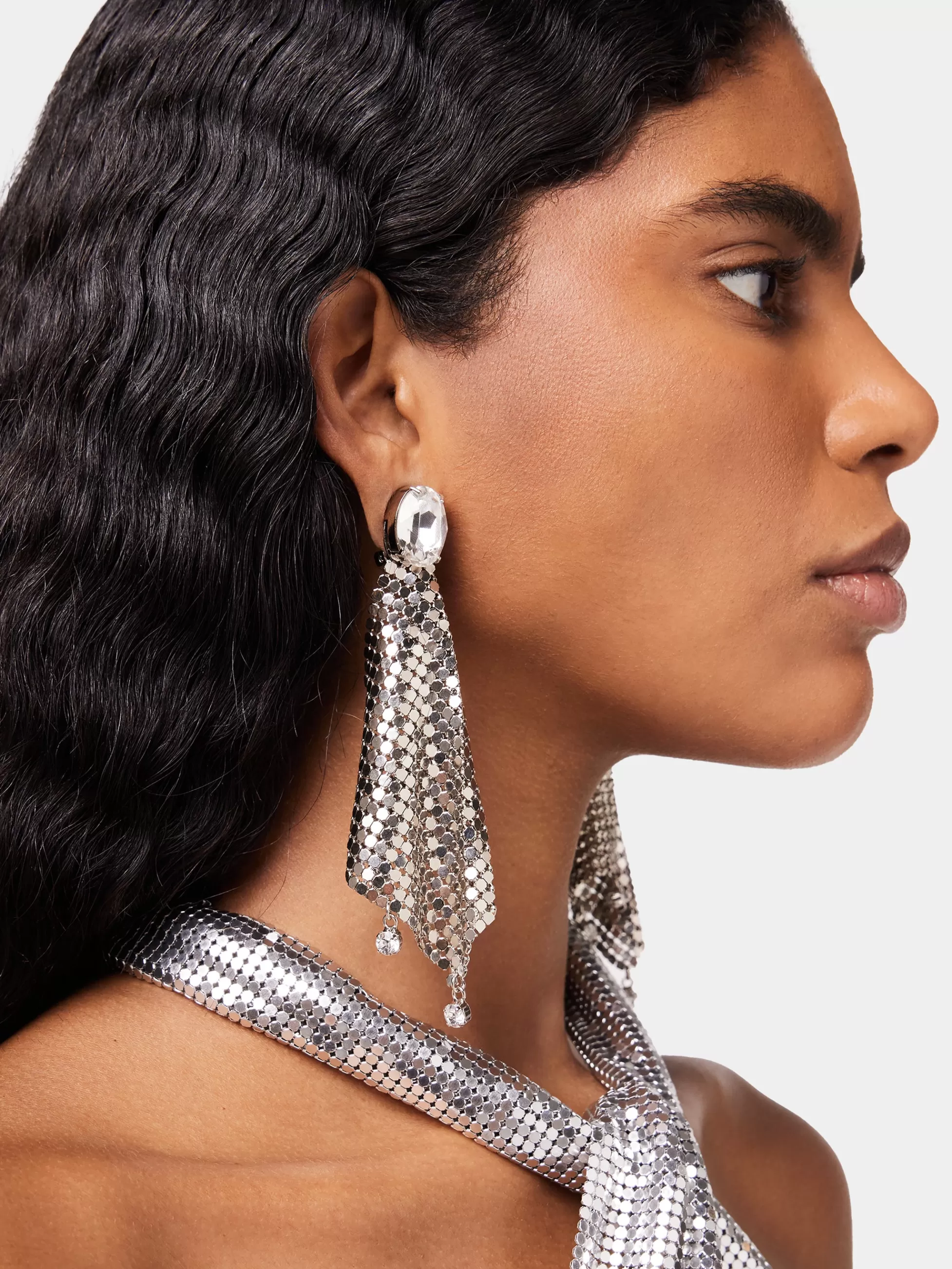 Rabanne Sélection De Soirée | Boucles D'Oreilles^Boucles d'oreilles en cotte de maille argenté avec cristaux
