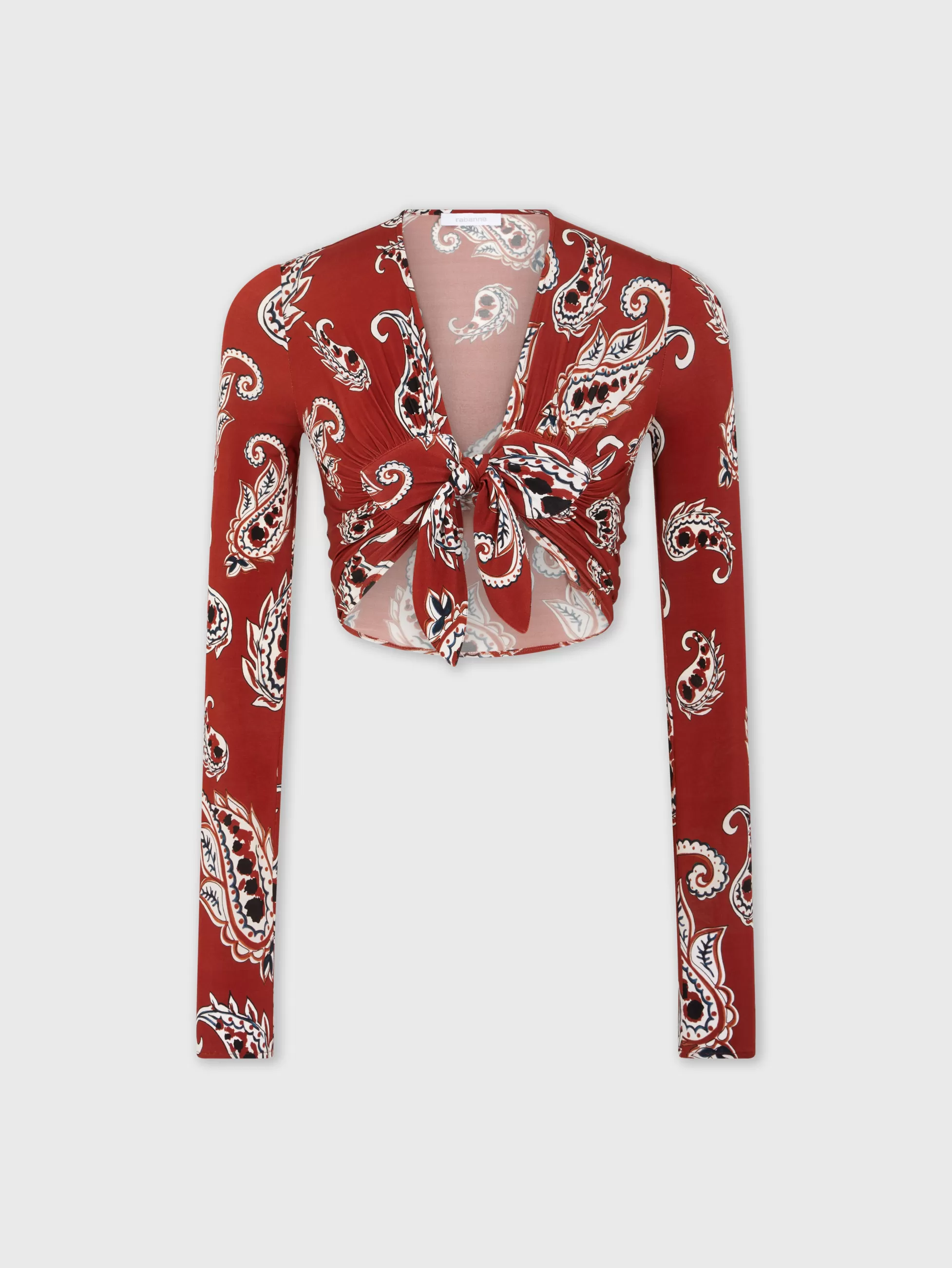 Rabanne Hauts^Crop top motif paisley à manches longues