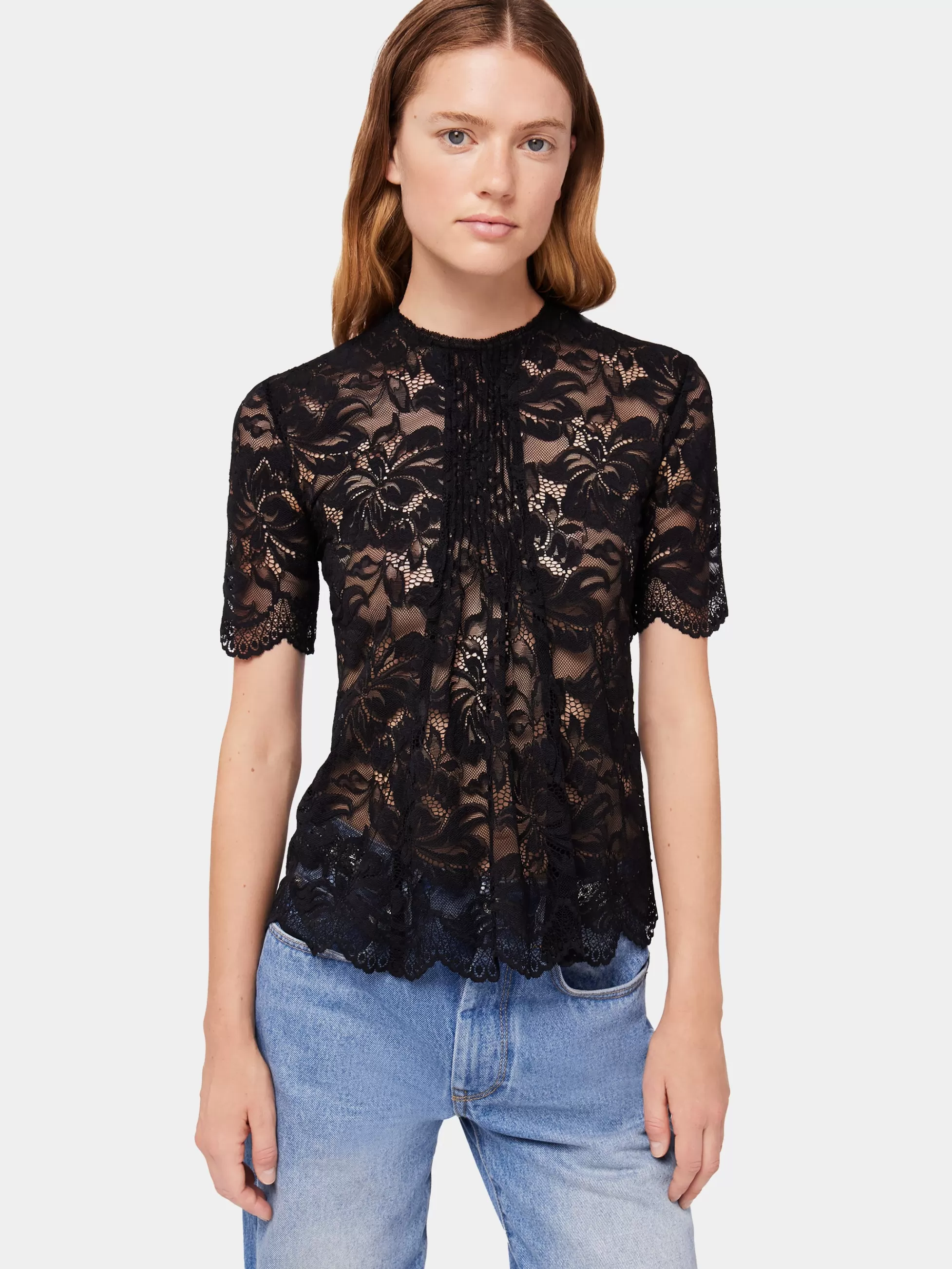 Rabanne Hauts^Haut manches courtes en dentelle noire
