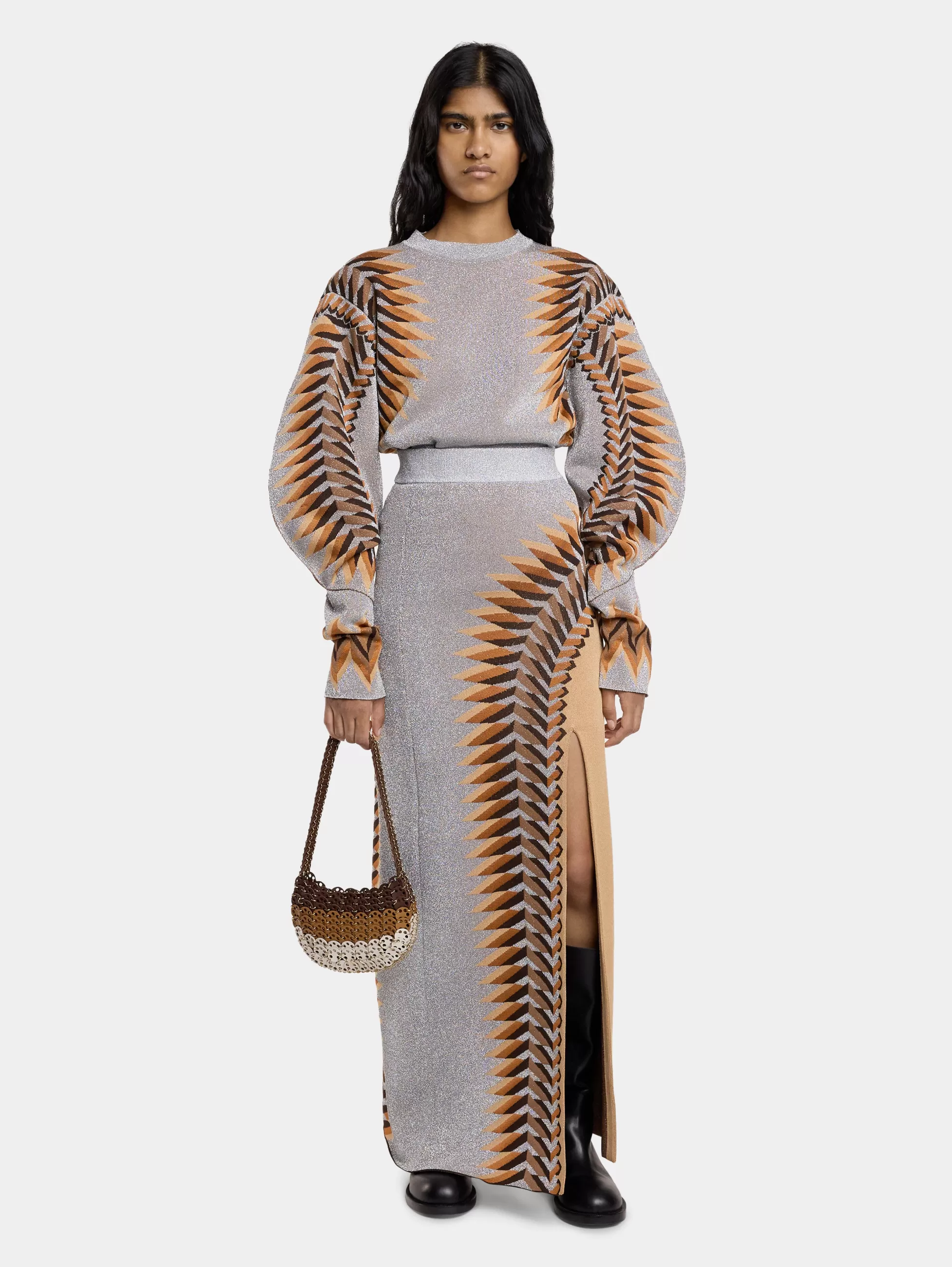 Rabanne Jupes | Maille^JUPE LONGUE EN JACQUARD LUREX