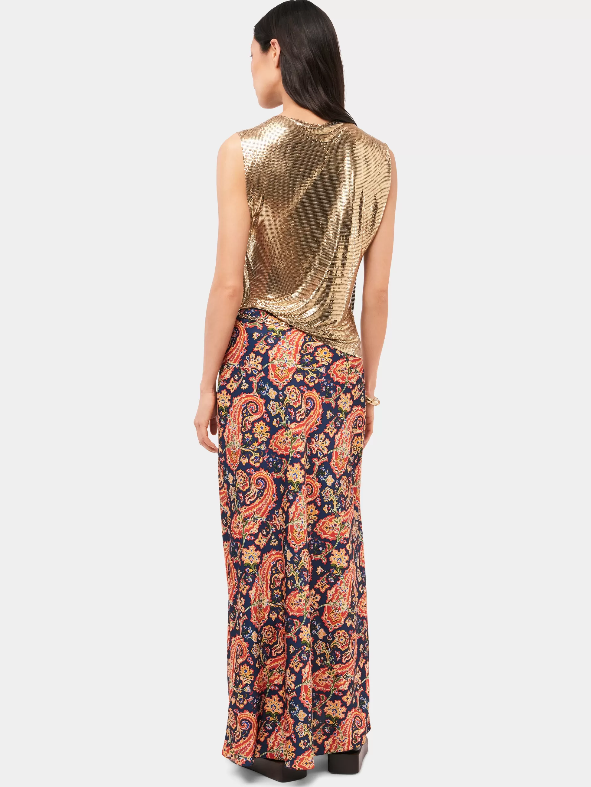 jupe_nuisette__motif_paisley__dtail_de_chane_eight_3-1.webp Rabanne Jupes^Jupe nuisette à motif paisley à détail de chaîne "eight"