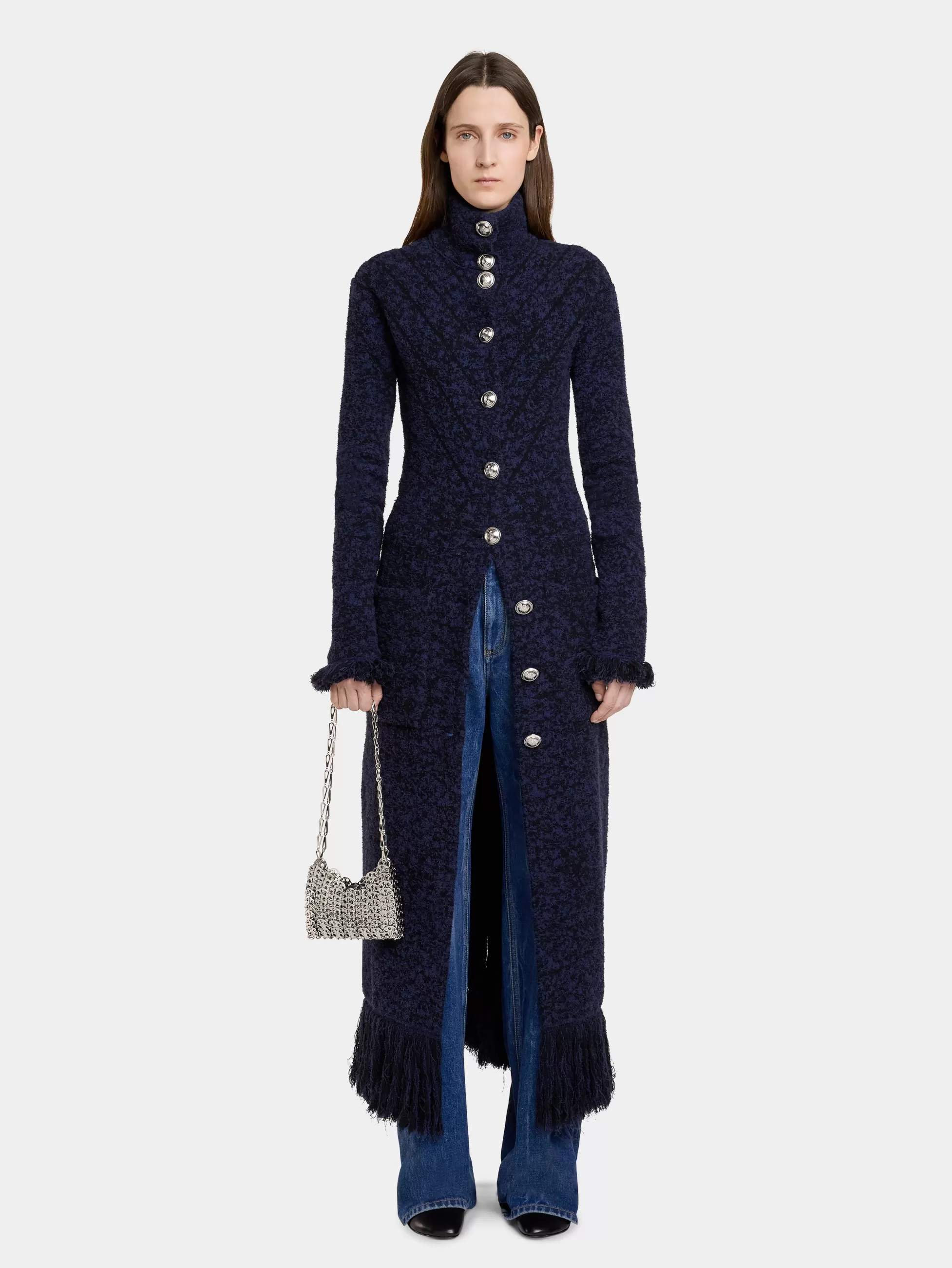 Rabanne Vestes | Maille^MANTEAU LONG EN MAILLE TWEED