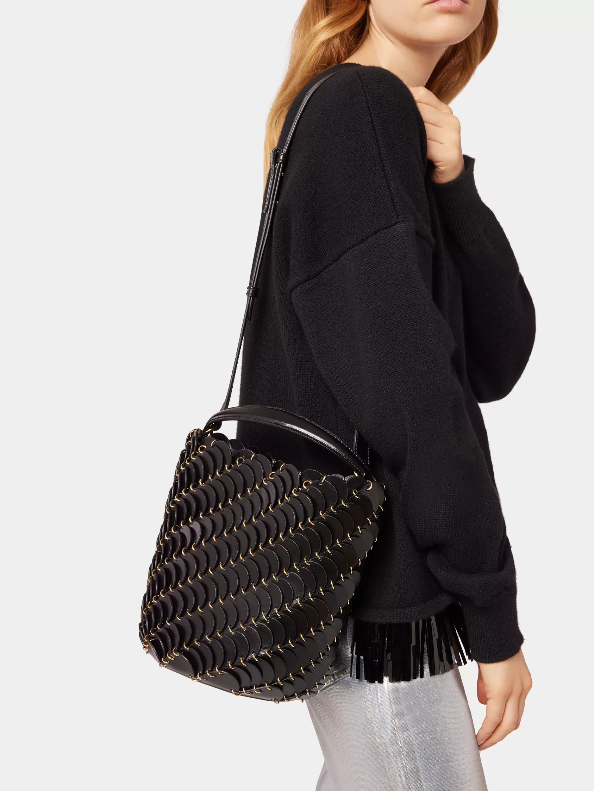 Rabanne Les Sacs Paco En Cuir | Sacs Porté Épaule^Medium Black bucket Paco bag in leather