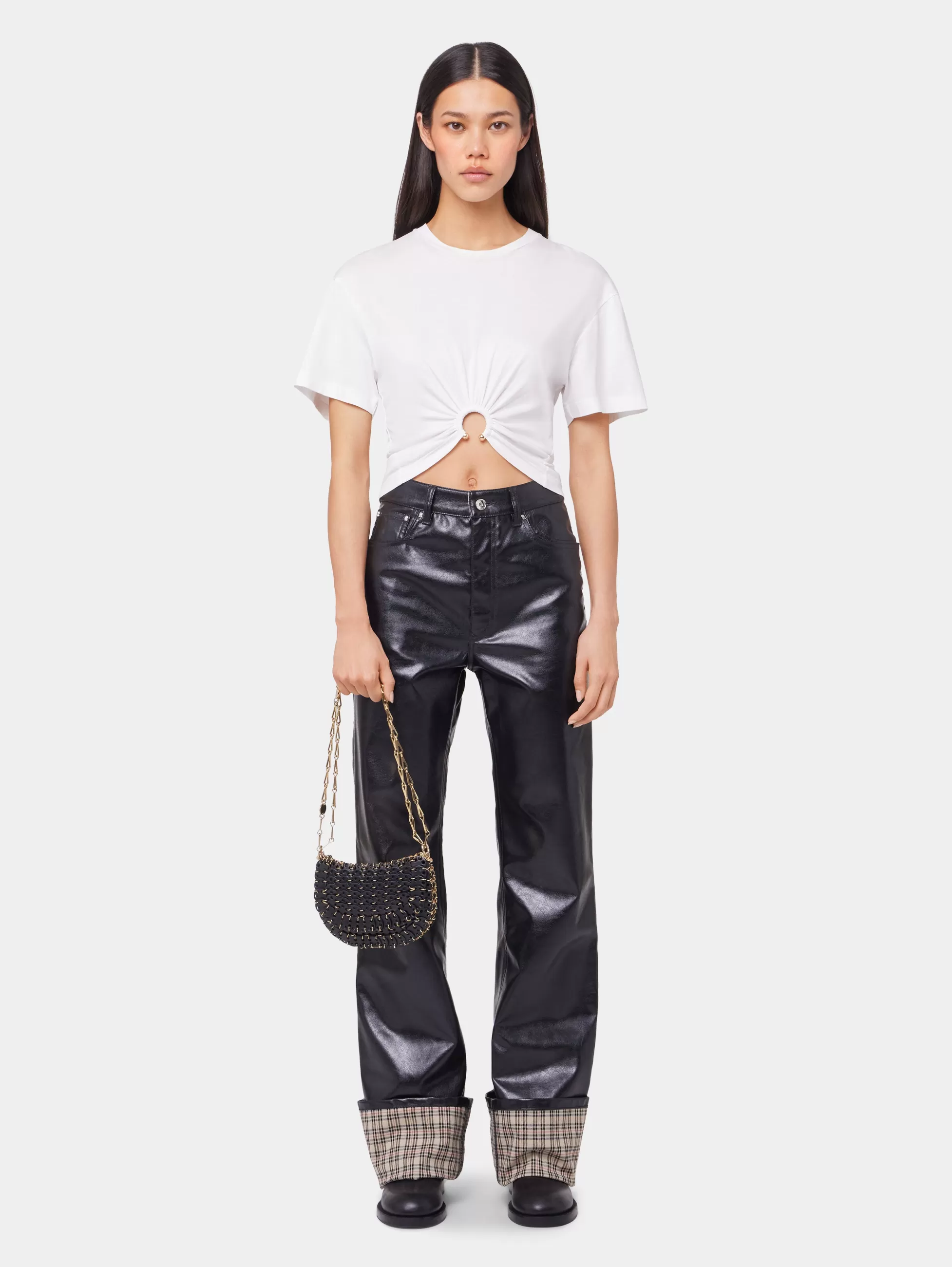 pantalon_evase_en_simili_cuir_5-1.webp Rabanne Sélection De Soirée | Pantalons^PANTALON EVASE EN SIMILI CUIR