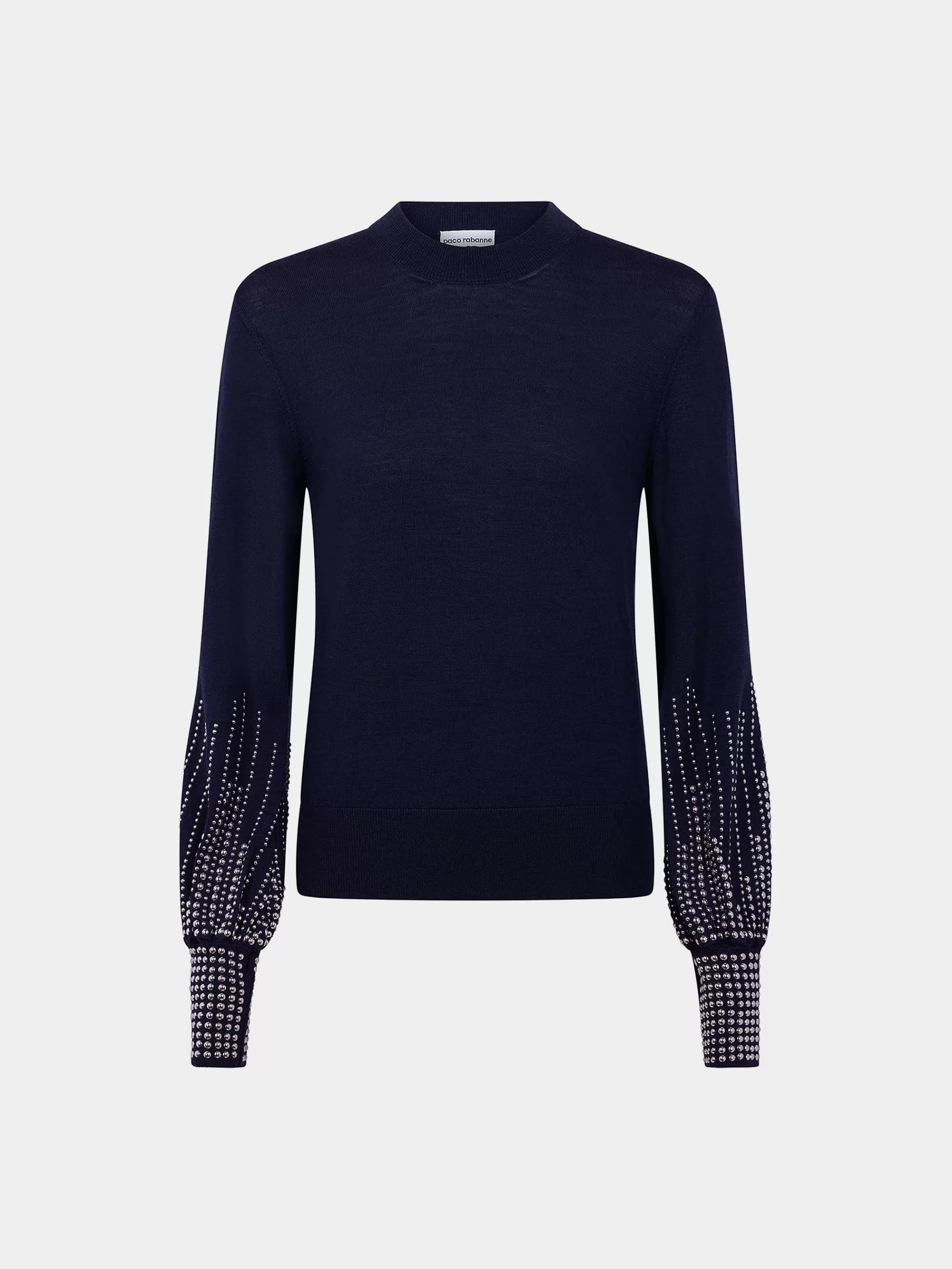 Rabanne Maille | Hauts^Pull en laine marine à manches cloutées