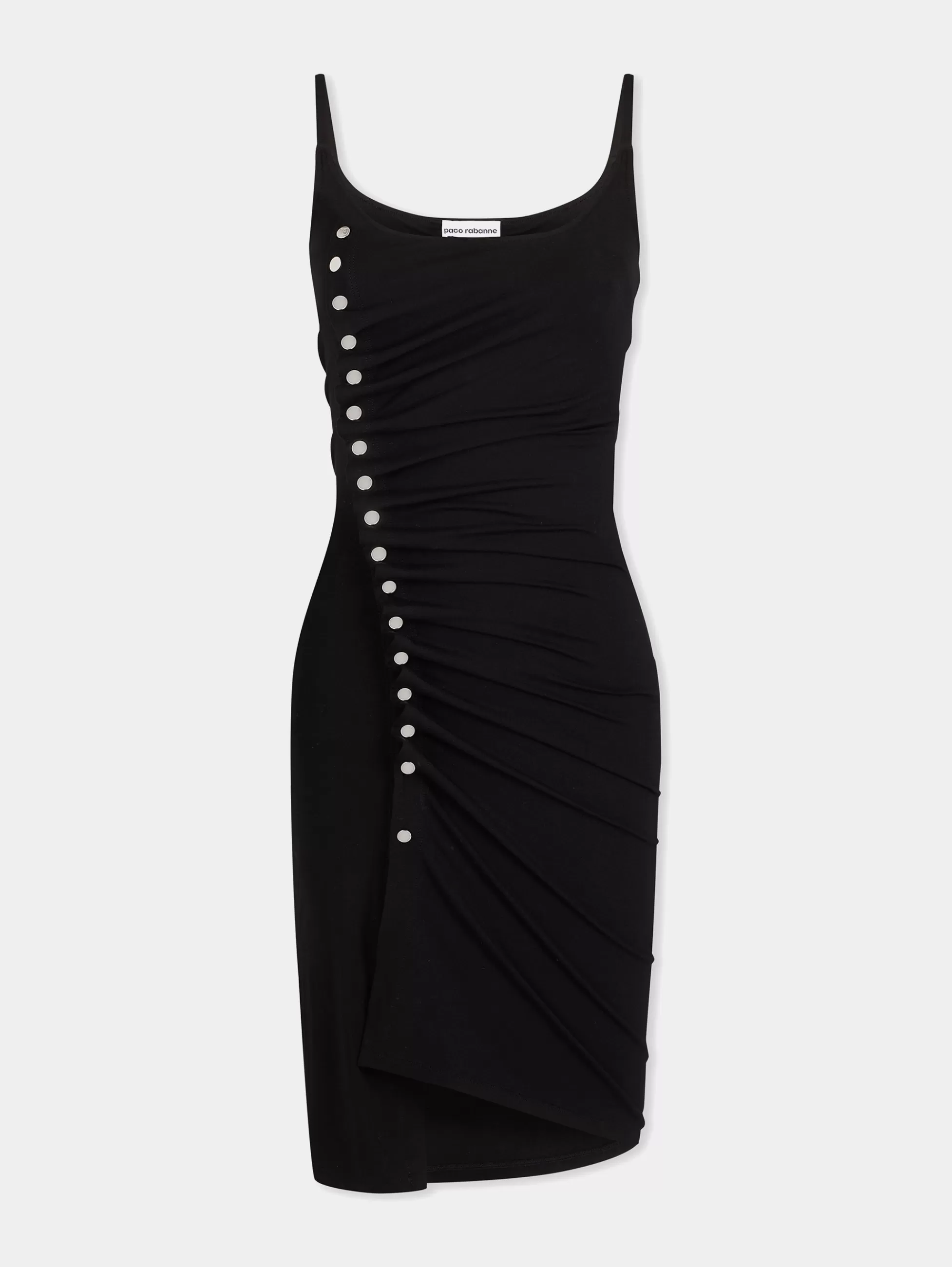 Rabanne Robes^Robe courte noire drapée à pression