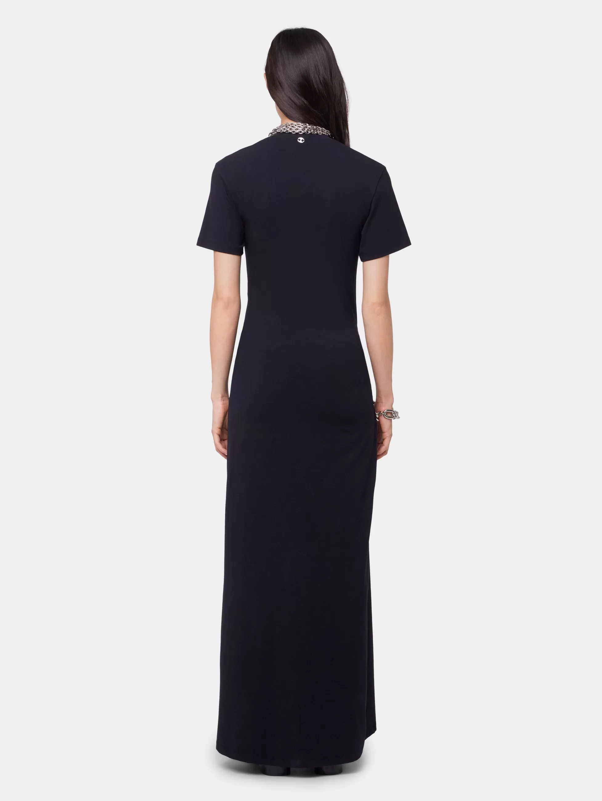 robe_longue_noire_piercing_en_jersey_5-1.webp Rabanne Sélection De Soirée | Robes^ROBE LONGUE NOIRE PIERCING EN JERSEY
