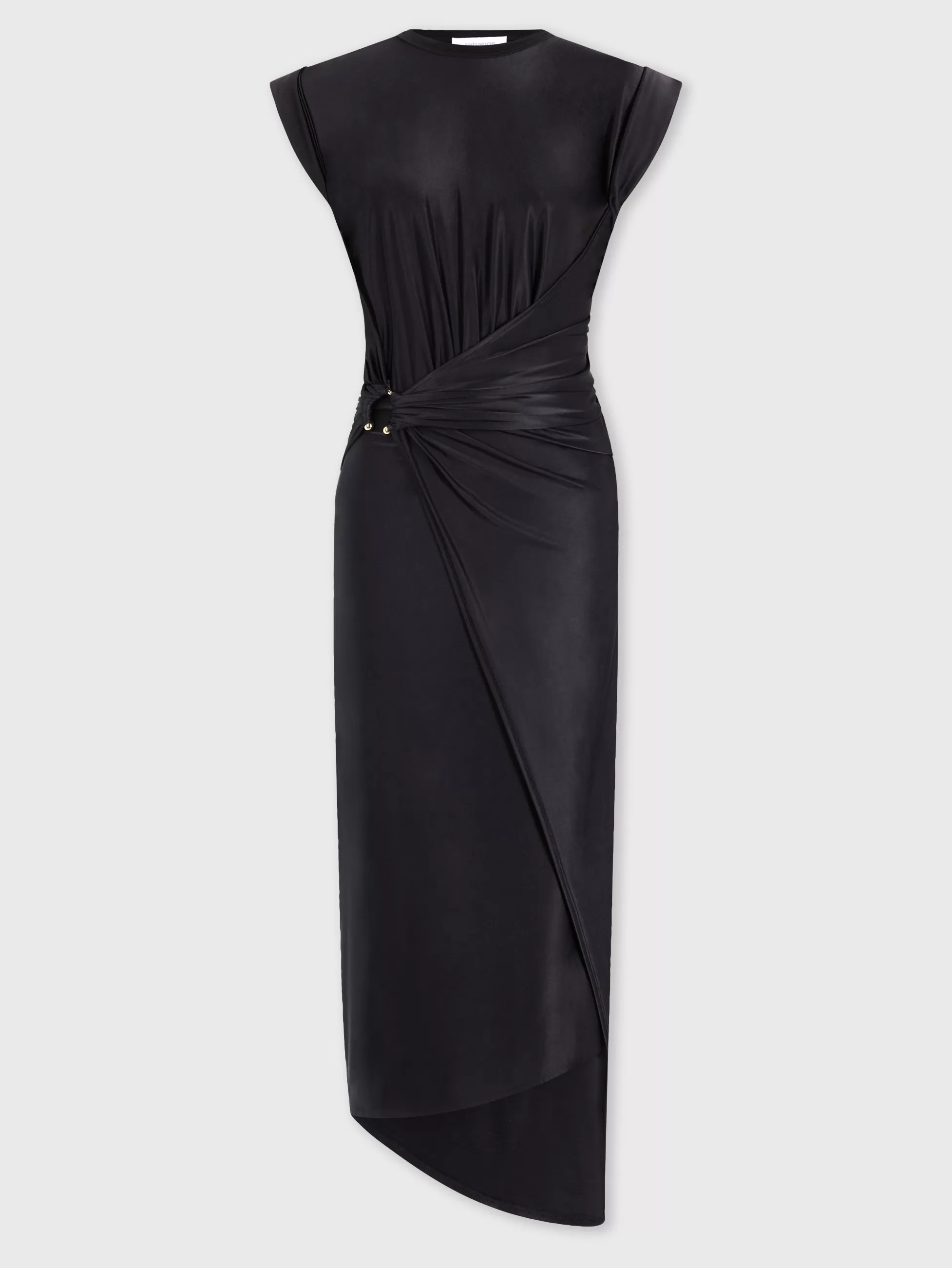 Rabanne Robes^Robe noire drapée à piercing